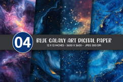Blue Galaxy Art Digital Paper Product Image 1