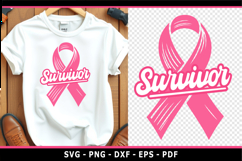 Breast cancer survivor SVG, Pink Cancer Ribbon awareness SVG Product Image 1