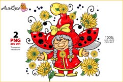 Dwarf ladybug with sunflowers, Sunflowers, Gnome Product Image 1