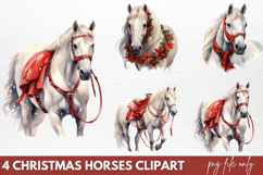 Christmas Horses Clipart PNG Product Image 1