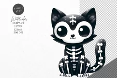Halloween clipart, Cat skeleton clipart, Cat clipart Product Image 1