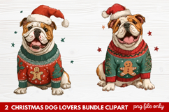 2 Christmas Dog Lovers Clipart | Festive Holiday Puppy PNG Product Image 1