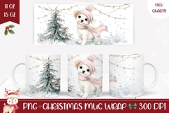Watercolor Christmas Dog Mug, Winter Mug Sublimation Product Image 1