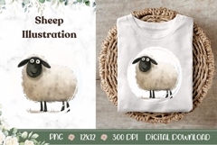 Funny Sheep Illustration, Cartoon Sheep PNG, Animals PNG Product Image 1