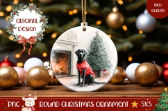 Watercolor Christmas Dog Ornament, Christmas Tree Ornament Product Image 1