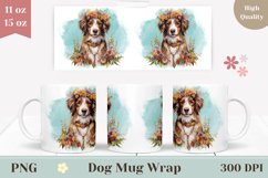 Watercolor Brittany dog Mug Wrap, Dog Coffee Cup Sublimation Product Image 1