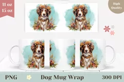 Watercolor Brittany dog Mug Wrap, Dog Coffee Cup Sublimation Product Image 1
