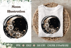Celestial Moon Illustration PNG, Boho Illustration Product Image 1