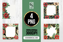Tropical Floral Square Frame Clipart PNG Product Image 1