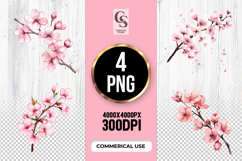 Cherry Blossom Branch Clipart Sublimation PNG Product Image 1