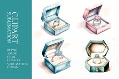 Watercolor Wedding ring Clipart, Valentines Day Clipart Product Image 1