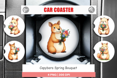 Car Coaster Capybara Spring Bouquet Product Image 1