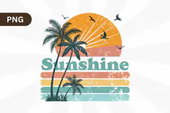 Sunshine Summer PNG, Retro Beach PNG Sublimation Design Product Image 1