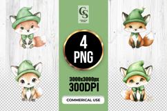 Cute Fox Lucky Clover Clipart Sublimation PNG Product Image 1