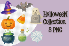 Watercolor kawaii halloween spooky clipart Product Image 1