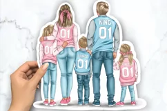 Family clipart of 5 people Product Image 1