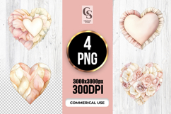 Soft Pastel Watercolor Heart Clipart Sublimation PNG Product Image 1