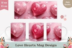 Pink Love Mug Wrap Design, Love Hearts Mug Sublimation Product Image 1