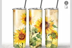 Sunflower watercolor flower 20oz Tumbler Wrap Product Image 1