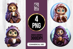 Cozy Hedgehog Coffee Clipart Sublimation PNG Product Image 1