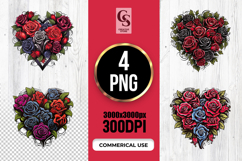 Vintage Rose Heart Floral Clipart Sublimation PNG Product Image 1