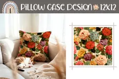 Cute Pillow Case Print, Vintage Flowers Pillow PNG Product Image 1