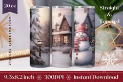 Christmas Tumbler Wrap Design, Pink Snowman Tumbler Design Product Image 1