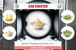Car Coaster Watercolor Quirky Thanksgiving Dishes Product Image 1
