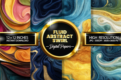 Fluid Abstract Swirl Digital Papers - 04 variations Product Image 1