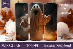 3D Halloween Ghost Tumbler Wrap, 3D Halloween PNG Product Image 1