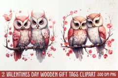 Couple Owl Valentines Day Clipart, Couple Owl Clipart Product Image 1