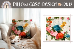 Colorful Pillow Case, Cute Flowers Pillow Template Product Image 1