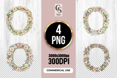 Floral Letter O Watercolor Alphabet Clipart Sublimation PNG Product Image 1