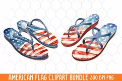 American Flag Watercolor Clipart, Us Flag Clipart Product Image 1