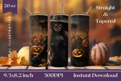 3D Halloween Tumbler Wrap, 3D Scary Witch PNG Product Image 1