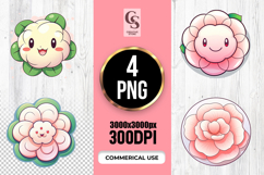 Cute Kawaii Flower Face Art Clipart Sublimation PNG Product Image 1
