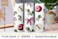 Red Apples Tumbler Wrap Design, Fruits Tumbler Template Product Image 1