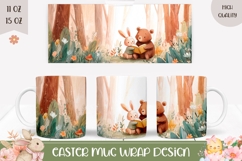 Easter Bunny Mug Design, Cartoon Forest Mug Sublimation Product Image 1