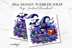 Witchy Vibes Halloween 20 oz Tumbler Wrap PNG, Gothic Design Product Image 2