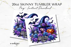 Witchy Vibes Halloween 20 oz Tumbler Wrap PNG, Gothic Design Product Image 2
