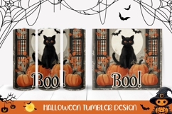 Boo Halloween Tumbler, Halloween Black Cat Tumbler Template Product Image 1