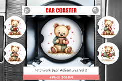 Patchwork Bear Adventures Car Coaster Product Image 1