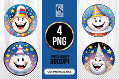 Smiling Moon Face With Stars Clipart Sublimation PNG Product Image 1