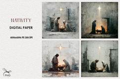 Nativity scene digital paper, background clipart Product Image 1