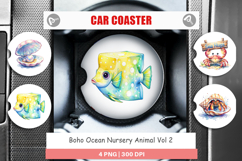 Boho Ocean Animal Car Coaster Product Image 1