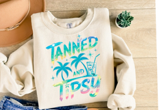 Tanned &amp; Tipsy Svg | Svg Files for Cricut | Shirt Svg Product Image 2