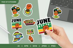 Afro Queen and Map, Juneteenth 1865 Celebration Sticker Set Product Image 1