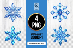 Crystal Snowflake Clipart Sublimation PNG Product Image 1