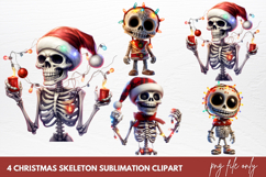 Christmas Skeleton Sublimation Clipart Product Image 1