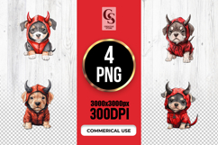 Cute Devil Puppy Dog Clipart Sublimation PNG Product Image 1